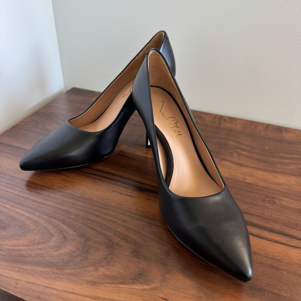 Size 8 Joan Oloff Classic Black Heels Pumps Deborah Black Lux Nappa Made Brazil